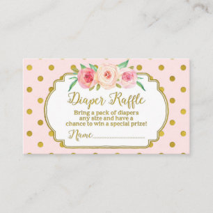 Rosa Goldpunkte Baby Shower Windel-Raffle-Karte Begleitkarte
