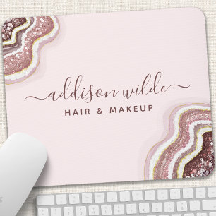 Rosa Goldrosé Glitter Achat Geode Mousepad