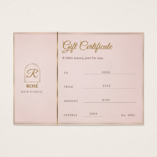 Rosa Goldsalon-Monogramm-Geschenkgutschein