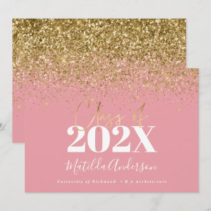 Rosa Goldschrift Moderner eleganter Abschluss  Einladung