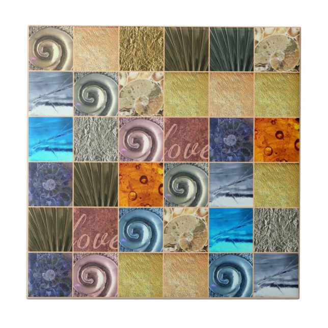 Rosa Goldsilber-Bronze-MetallLiebe-Mosaik Fliese (Vorderseite)