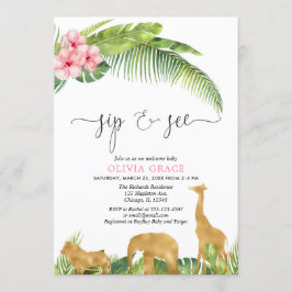 Rosa Goldsippe und Blick Safari Dschungel treffen Einladung