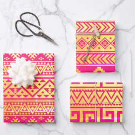 Rosa Goldstämme Geschenkpapier Set