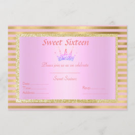 Rosa Goldstreifen 16 . Geburtstag Prinzessin Tiara Einladung