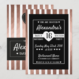 Rosa Goldwirkung - Moderne 16 . Geburtstag-Einladu Einladung