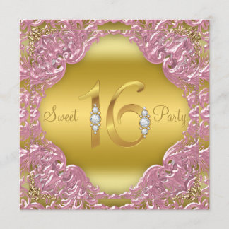 Rosa Goldwirl Extravagant Sweet 16 Party Einladung