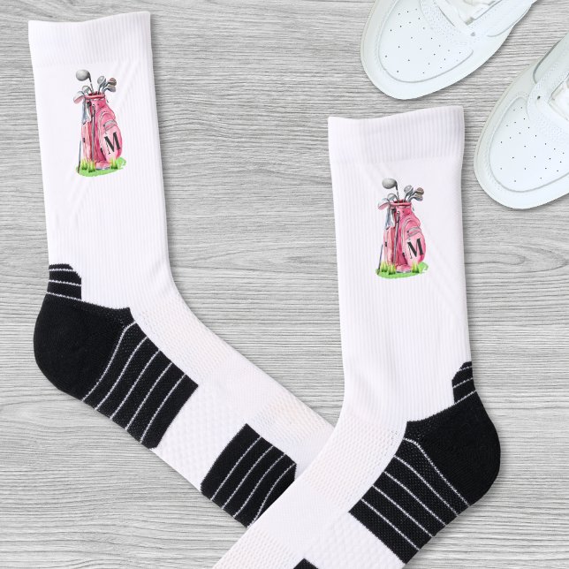 Rosa Golf Anfangsmonogramm Socken (Pink Golf Initial Monogram Socks)