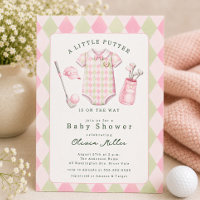 Rosa Golf-Baby-Party-Einladung