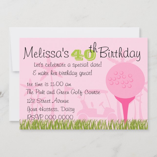 Rosa Golf Datum Einladung (Vorderseite)