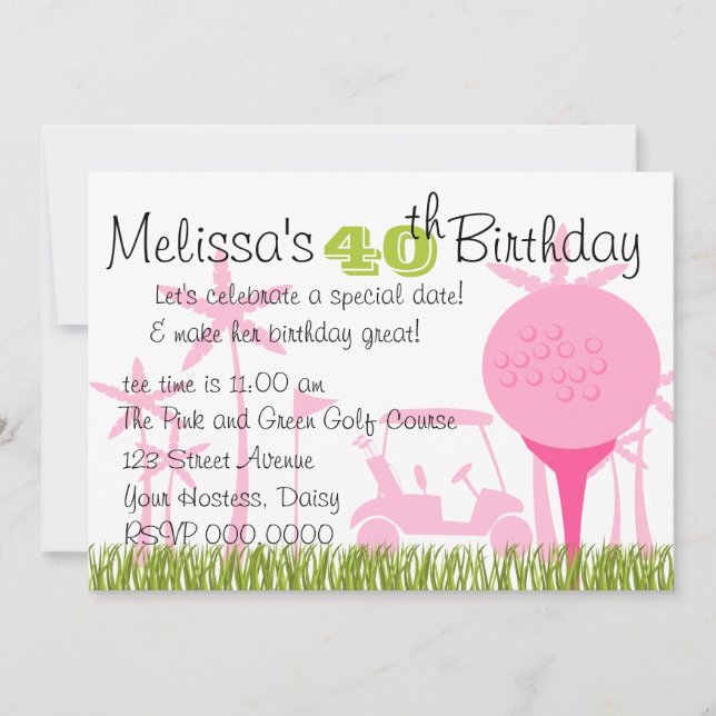 Rosa Golf Datum Einladung (Vorderseite)