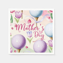 Rosa Golf mit Blume zum Muttertag Serviette