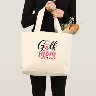 Rosa Golf-Mutter-Herzball-Kalligrafie Jumbo Stoffbeutel