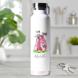 Rosa Golf Name Monogram Trinkflasche