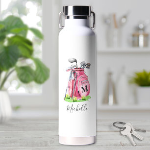 Rosa Golf Name Monogram Trinkflasche
