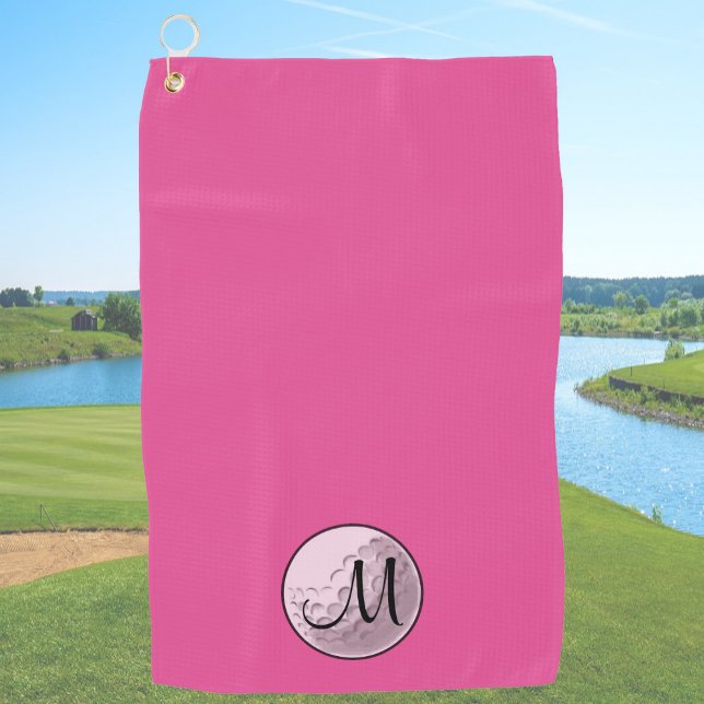 Rosa Golfball mit Monogramm Erstgeburten Golfhandtuch (Von Creator hochgeladen)
