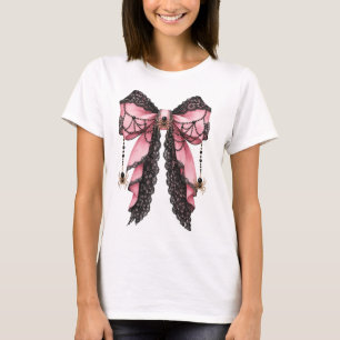 Rosa Gothic Coquette Spinne Schleife Ästhetik Hall T-Shirt