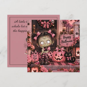 Rosa Gothic-Puppe Halloween-Grußkarte