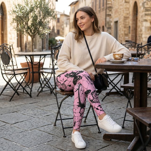 Rosa gotisches Schmetterlings Spinnennetz Leggings (Von Creator hochgeladen)