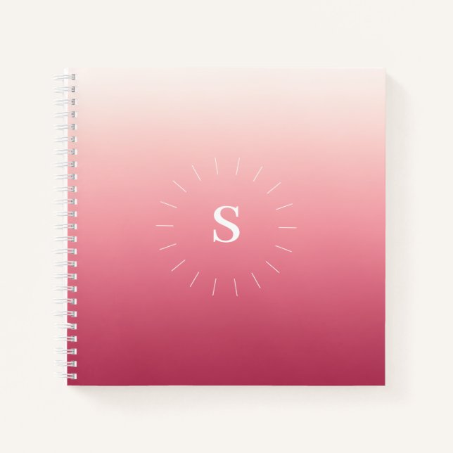 Rosa Gradient Initials Notebook Notizbuch (Vorderseite)