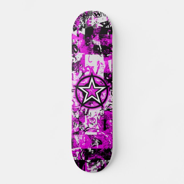 Rosa Graffiti Star Skateboard (Vorderseite)