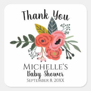 Rosa Granatapfel Blume Party Quadratischer Aufkleber