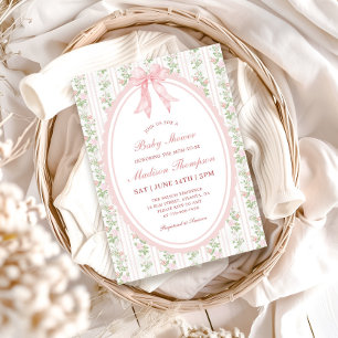 Rosa Grandmillennial Vintage Baby Shower Einladung