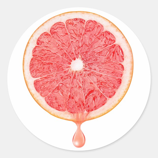 Rosa Grapefruitsaft Runder Aufkleber (Vorderseite)