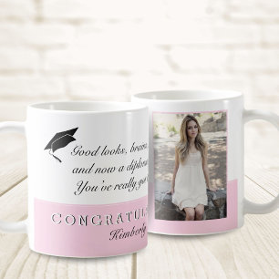 Rosa Gratulationsbotschaft Abschlussfoto Kaffeetasse