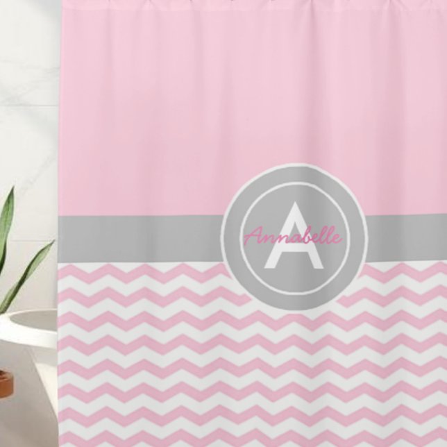 Rosa Grau Chevron Duschvorhang (Von Creator hochgeladen)