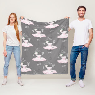 Rosa & Grau Couture Ballerina Girls Zimmer Fleecedecke