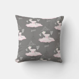 Rosa & Grau Couture Ballerina Girls Zimmer Kissen