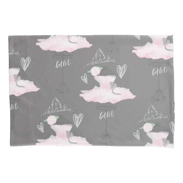 Rosa & Grau Couture Ballerina Girls Zimmer Kissenbezug (Vorderseite)