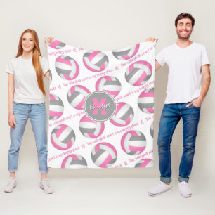 Rosa grau Der Volleyballplatz ist mein glücklicher Fleecedecke
