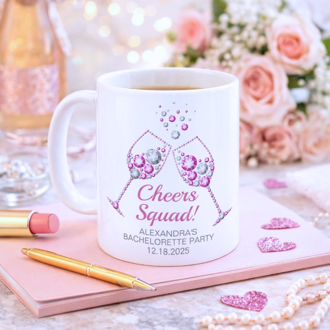 Rosa & Grau Diamant Junggeselinnen-Abschied Kaffeetasse (Von Creator hochgeladen)