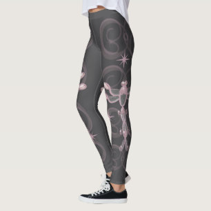 Rosa, Grau, Glasdrachenfliegen mit Sternen Leggings