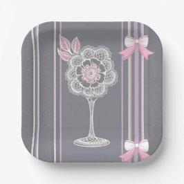 Rosa & Grau KI Kunst Pappteller