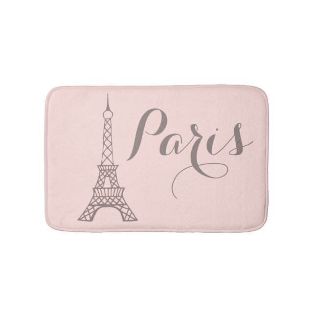 Rosa Grau Paris Eiffel Tower Bath Mat Badematte (Vorderseite)