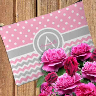 Rosa Grau Punkte Chevron Zubehörtasche
