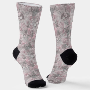 Rosa, grau, stilvoll, große Blume, rosa Blume, Socken
