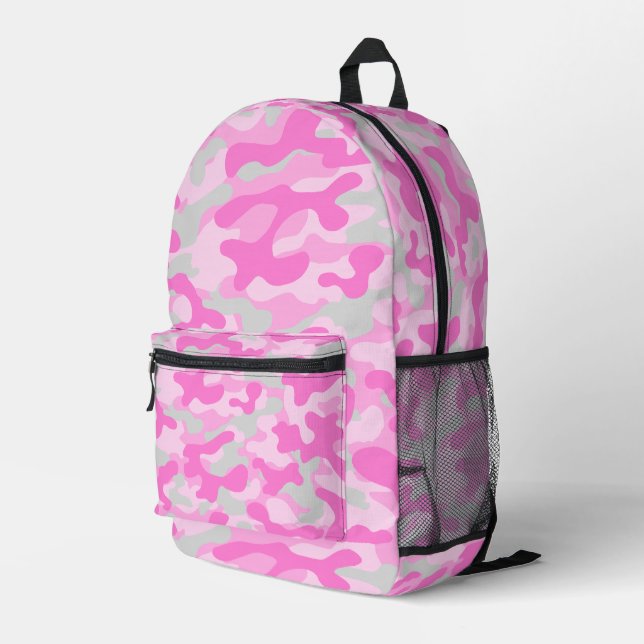 Rosa Grau Tarnmuster  Bedruckter Rucksack (Rückseitige Ecke Rechts)