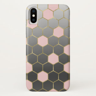 Rosa Grau und Gold Sechseck Modern Glam Case-Mate iPhone Hülle