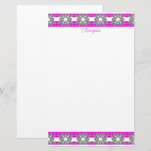Rosa Grau und Weiß Briefpapier (Vorne/Hinten)