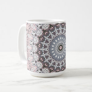 Rosa Grau und Weiß Mandala-Muster Kaffeetasse