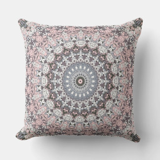 Rosa Grau und Weiß Mandala-Muster Kissen