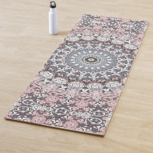 Rosa Grau und Weiß Mandala-Muster Yogamatte