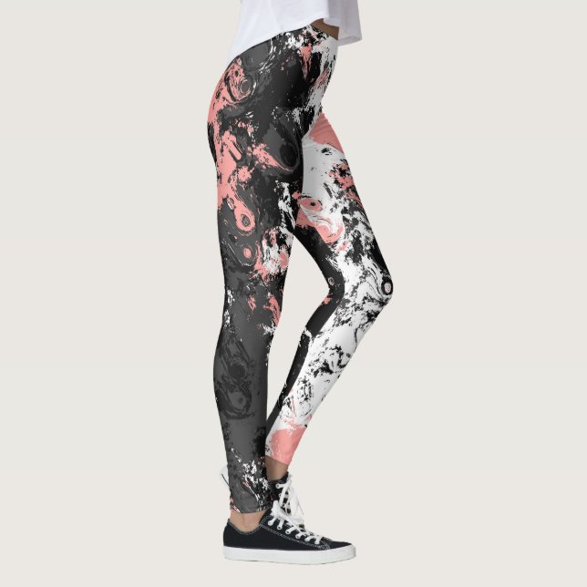 Rosa, grau und weißer Marmor Leggings (Rechts)
