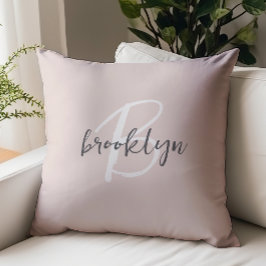 Rosa Grau Weiß Monogramm Kissen