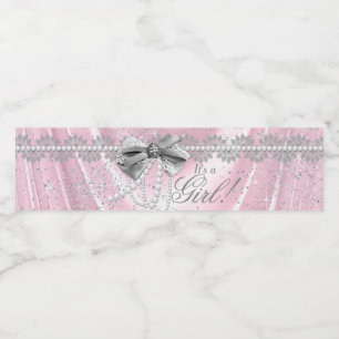 Rosa graue Baby-Shower-Wasserflaschen-Etiketten Wasserflaschenetikett