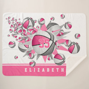 Rosa graue Basketbällchen - Mädchen-Sportdekoratio Sherpadecke