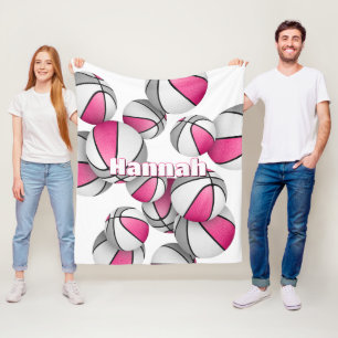 Rosa graue Basketbälle Mädchen Sportstube Dekorati Fleecedecke